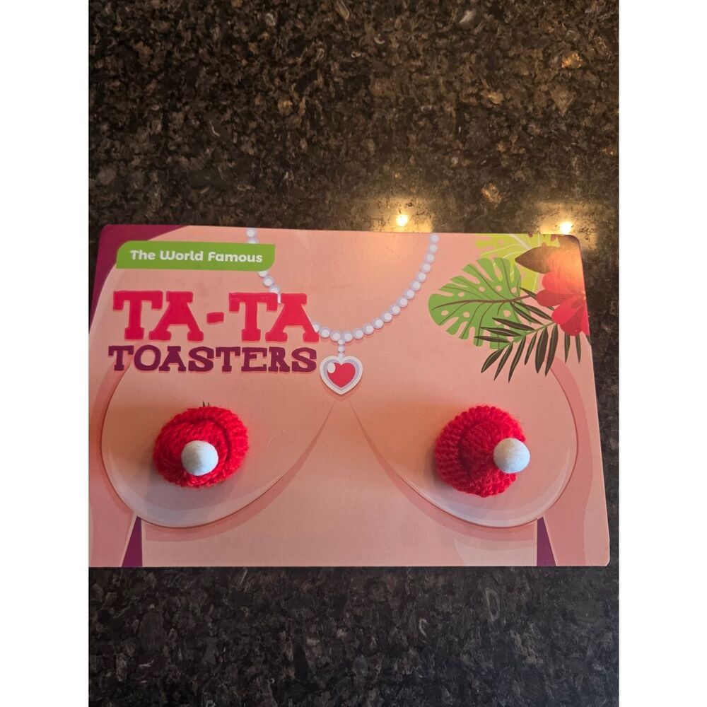 Novelty Crochet Nipple Covers in Bright Red with White Pom Centers